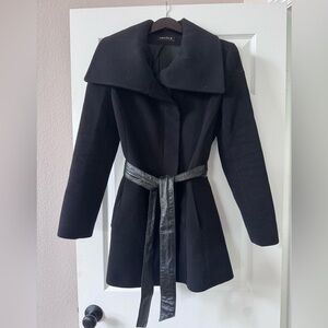 Searle wool blend winter coat with leather belt size 10